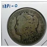 S - 1891-O MORGAN SILVER DOLLAR (W2)