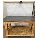 P - WOOD AND METAL WORKBENCH TABLE (G3)