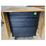 P - BLACK TOOL CHEST WITH WOODEN ENCLOSURE (G5)