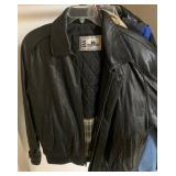 P - BLACK LEATHER BOMBER JACKET WITH LINER (T20)