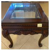 P - WOOD AND GLASS SIDE TABLE (L43)