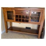 P - WOOD AND GLASS BAR CABINET (L61)