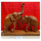 11 - CARVED ELEPHANTS FIGURINE15"T (F96)