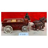 11 - CAST IRON BUDWEISER CLYDESDALE BEER WAGON