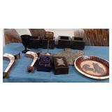 11 - CANDLE HOLDERS, TRINKET BOXES, PLATE (P18)