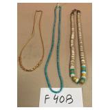 394 - LOT OF 3 NECKLACES (F408)