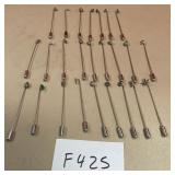 394 - LOT OF STERLING SILVER STICK PINS (F425)