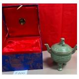 11 - CHINESE CELADON FOO DOG INCENSE BURNER