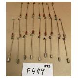 394 - LOT OF STERLING SILVER STICK PINS (F449)