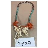 394 - CORAL & TURQUOISE NECKLACE (F409)