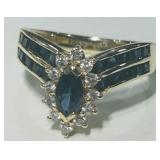 14KT YELLOW GOLD SAPPHIRE & DIAMOND RING 4.10GRS