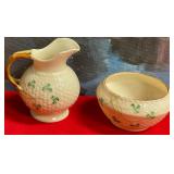 N - BELLEEK CREAMER & SUGAR SET (H126)