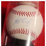 N - SIGNED BASEBALL ON STAND (H28)