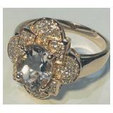 14KT ROSE GOLD MORGANITE & DIAMOND RING 5.30GRS