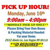 AUCTION PICK UP DAY & HOURS