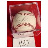 N - SIGNED BASEBALL IN LUCITE BOX (H27)