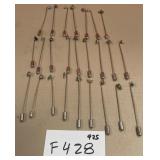 394 - LOT OF STERLING SILVER STICK PINS (F428)
