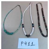 394 - LOT OF 3 NECKLACES (F411)