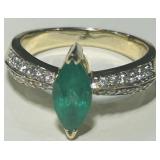 14KT YELLOW GOLD EMERALD & DIAMOND RING 4.90GRS