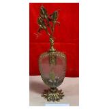 11 - ORMOLU LEAF & BEVELED GLASS PERFUME BOTTLE
