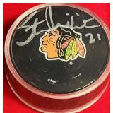 N - SIGNED BLACK HAWKS HOCKEY PUCK (H31)