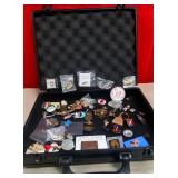 11 - LOT OF COLLECTIBLE PINS & CASE