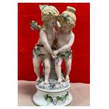 11 - ANDREA PORCELAIN CHERUBS FIGURINE 14"T