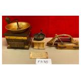 11 -ANTIQUE COFFEE BEAN GRINDERS, SHUTTLE & BOBBIN