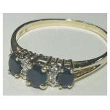 14KT YELLOW GOLD SAPPHIRE & DIAMOND RING 2.40GRS