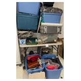 L - STORAGE BINS W/ CONTENTS, FOLDING TABLE (RC35)