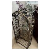 L - WINE RACK, GLASS VASE W/ FAUX FLOWERS