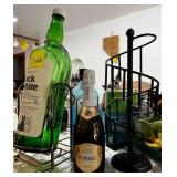L - LOT OF 2 BOTTLES, SPIRAL TABLE TOP STAND (C168
