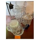 L - VINTAGE DECANTERS, PITCHER, SUGAR BOWLS (G79)