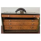 L - VINTAGE WOODEN TOOL / INSTRUMENT CHEST (C220)