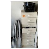 L - 8-DRAWER CHEST W/ CONTENTS, FOLDING CHAIRS