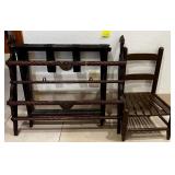 L - LUGGAGE RACK, WALL SHELF, WOODEN CHAIR (C132)
