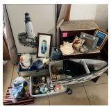 L - LIGHTHOUSE ART, BOAT CURIO SHELF, SHELLS