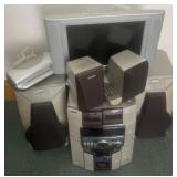 L - SONY STEREO SYSTEM, MONITOR, CLOCK RADIO