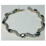 14KT WHITE GOLD 15.10GRS SAPPHIRE & DIAMAOND  BRAC