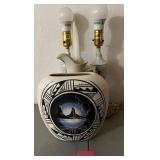 L - TABLE LAMPS, SOUTHWESTERN POTTERY VASE (C34)