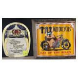 L - CROWN ROYAL & TAZ MOTORCYCLES DECOR SIGNS