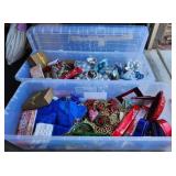 M - 2 BINS OF TREE ORNAMENTS & DECORATIONS (G26)