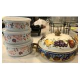 M - NORDIC CHRISTMAS BOWLS W/ LIDS & DUTCH OVEN