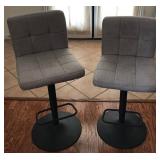 K - PAIR OF MATCHING ADJUSTABLE UPHOLSTERED STOOLS