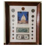 K - PRESIDENTIAL COIN & CURRENCY COLLECTION FRAMED