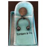 K - TIFFANY & CO STERLING SILVER KEY RING W/ POUCH