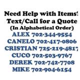 NEED HELP WITH ITEMS? DELIVERY OPTIONS