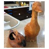 O - CARVED WOOD DUCK & GOOSE FIGURES (K33)