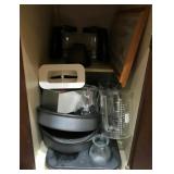 O - LOT OF BAKING TINS, COFFEE POTS, SERVING BOWLS