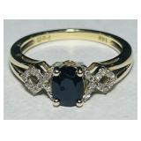 14KT YELLOW GOLD SAPPHIRE & DIAMOND RING 2.90GRS